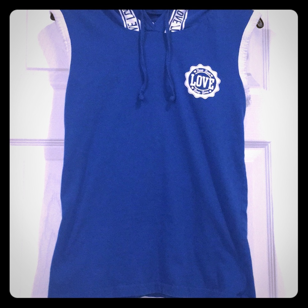 On Fire Blue LOVE Tank Top Size M